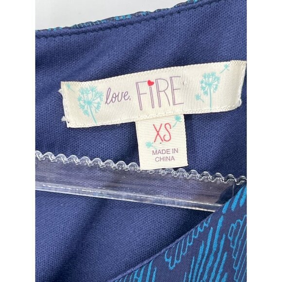 Love, Fire Shift Dress Size XS Sheer Overlay Lined Back Zipper Jewel Blue - Picture 3 of 12